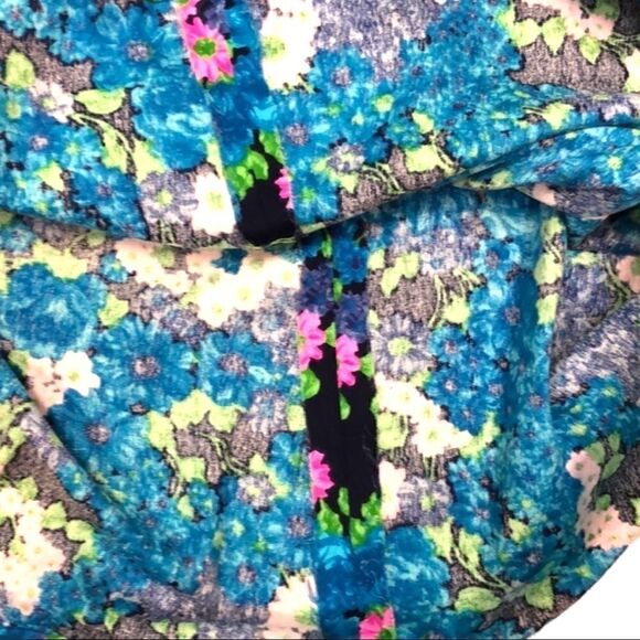 Vintage 60s 70s Handmade Floral Mini Skirt Blue Pink Green High Waist Pleated - Picture 10 of 10